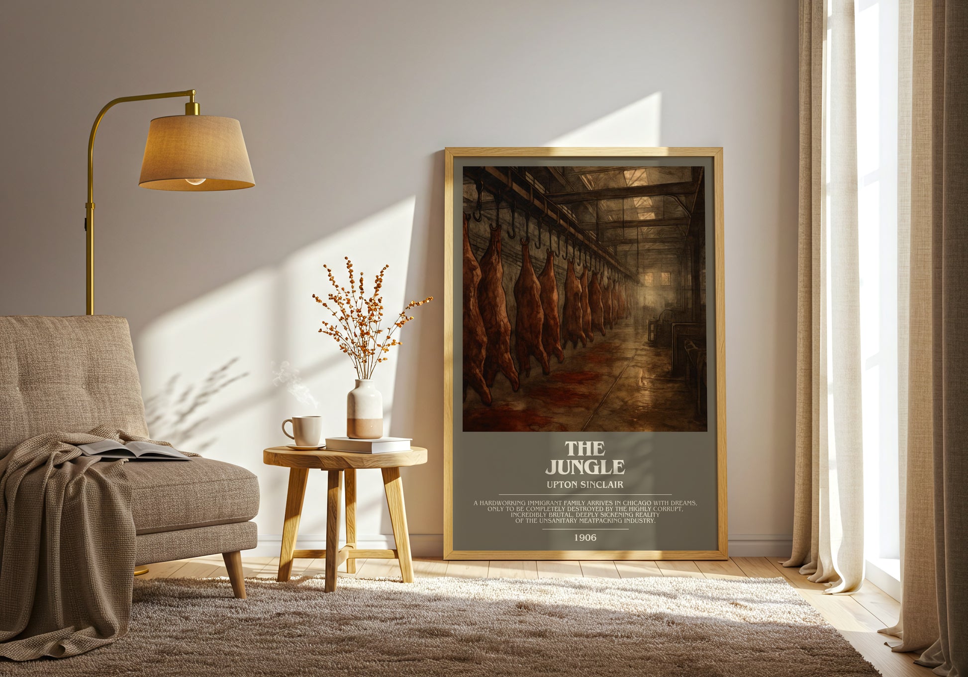 The Jungle bookish print on bookshelf – Upton Sinclair fan gift