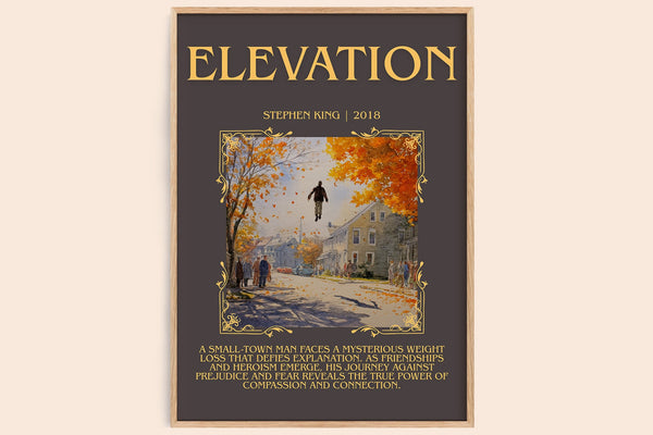Elevation minimalist book poster by Stephen King – framed literary art print