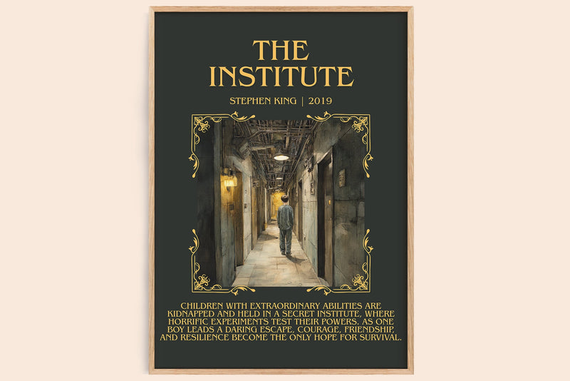 The Institute minimalist book poster by Stephen King – framed literary art print