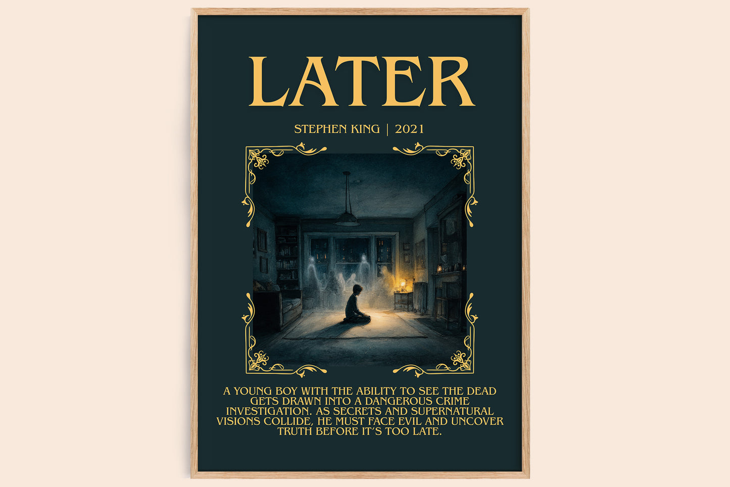 Later minimalist book poster by Stephen King – framed literary art print