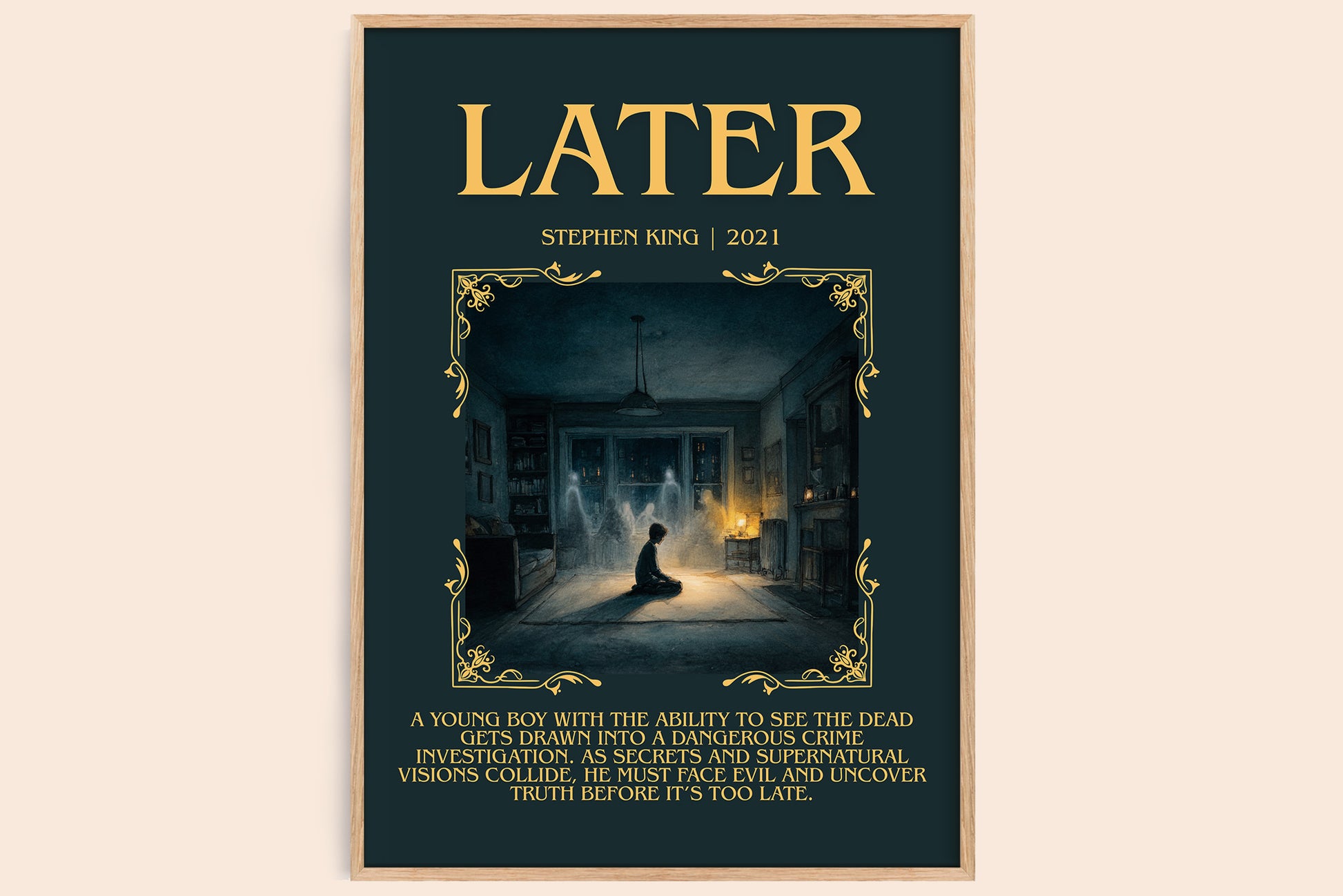 Later minimalist book poster by Stephen King – framed literary art print