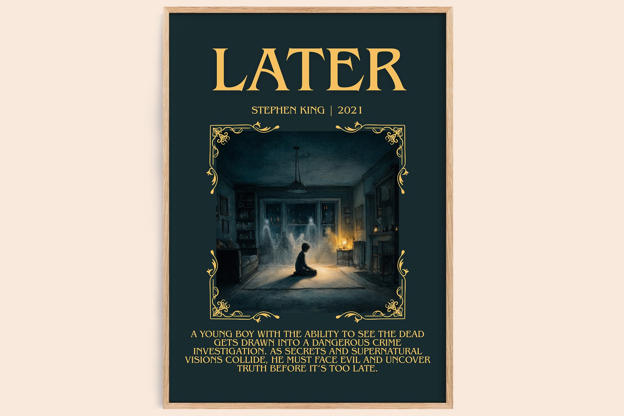 Later minimalist book poster by Stephen King – framed literary art print