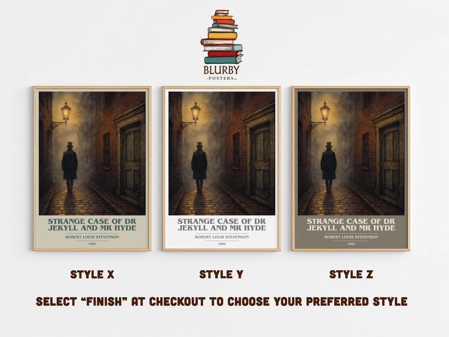 Strange Case Of Dr Jekyll And Mr Hyde book cover print in frame leaning in hallway – gothic wall art