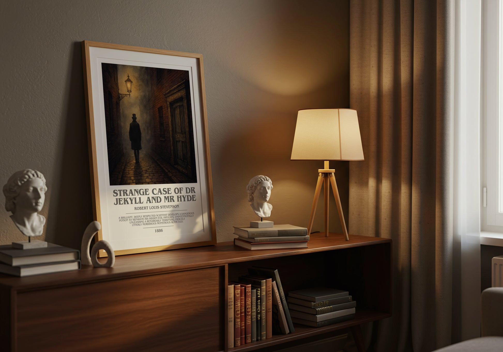 Strange Case Of Dr Jekyll And Mr Hyde bookish book poster framed on wall – gothic wall art