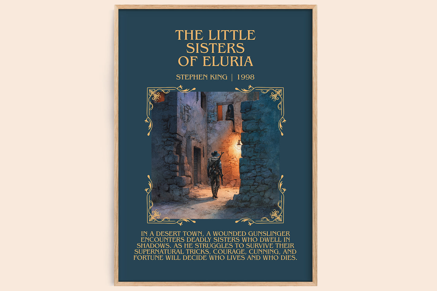 The Little Sisters Of Eluria minimalist book poster by Stephen King – framed literary art print
