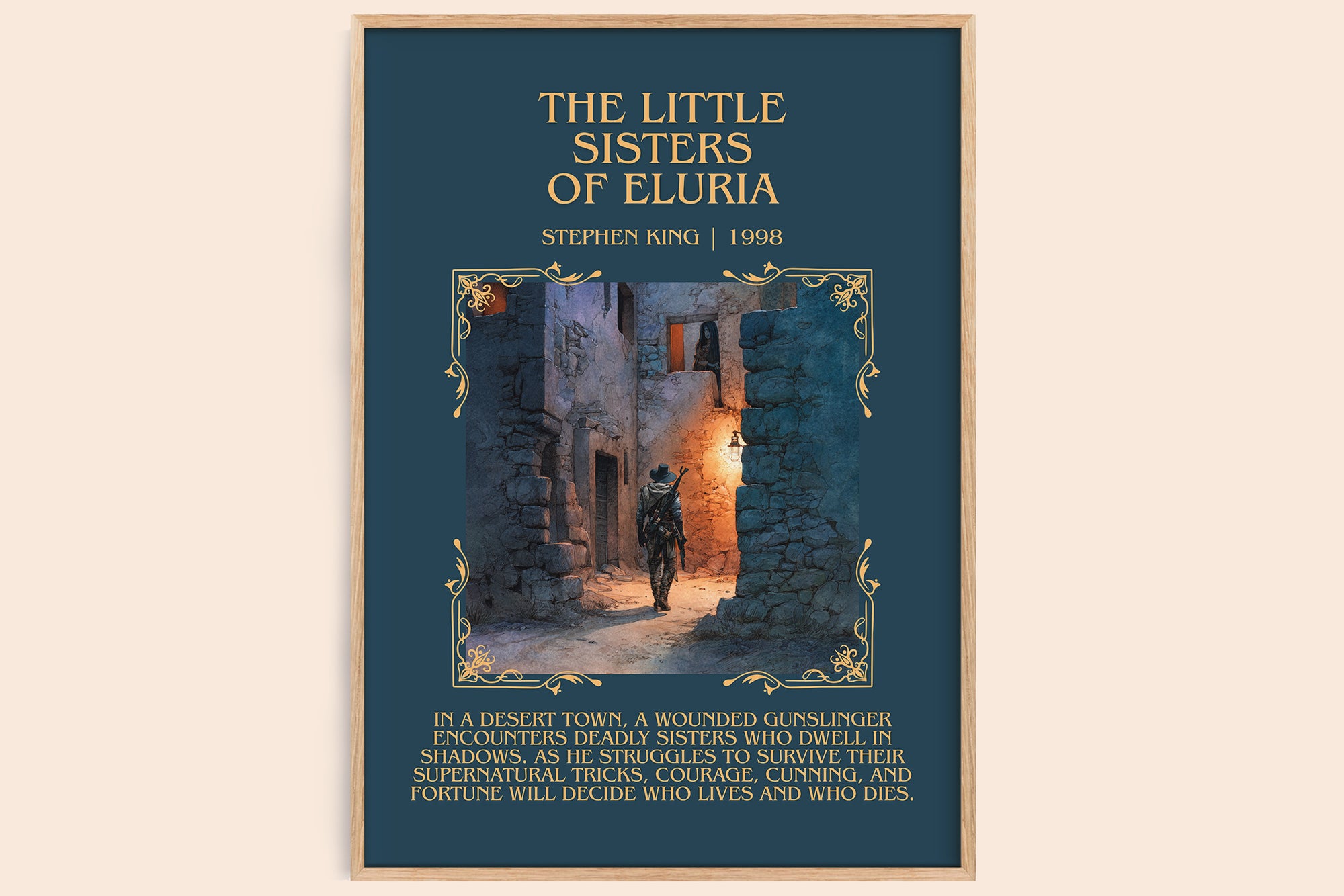 The Little Sisters Of Eluria minimalist book poster by Stephen King – framed literary art print