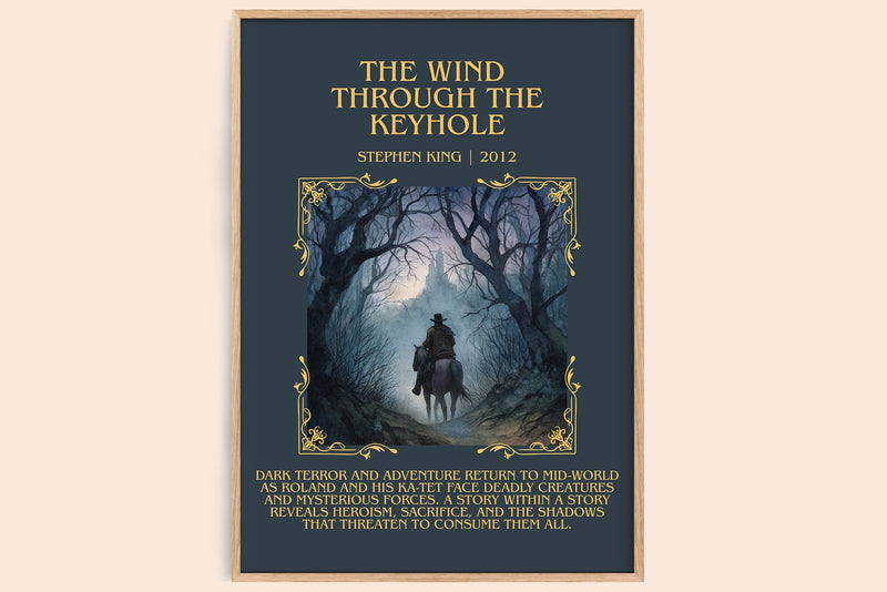 The Wind Through The Keyhole minimalist book poster by Stephen King – framed literary art print