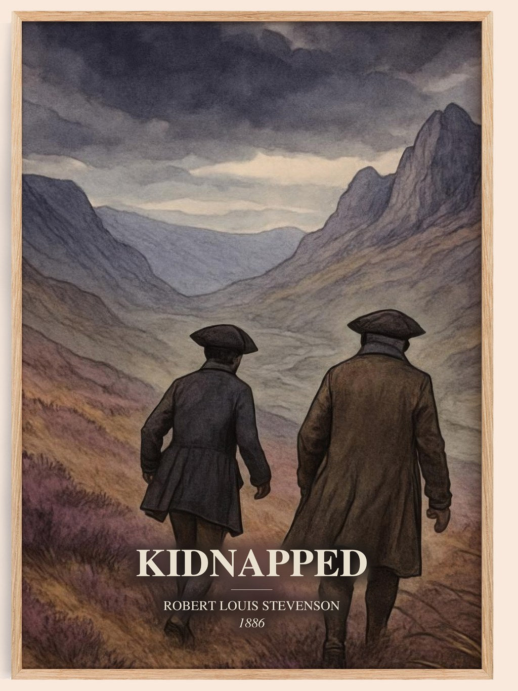 Kidnapped watercolour book poster by Robert Louis Stevenson – framed literary art print