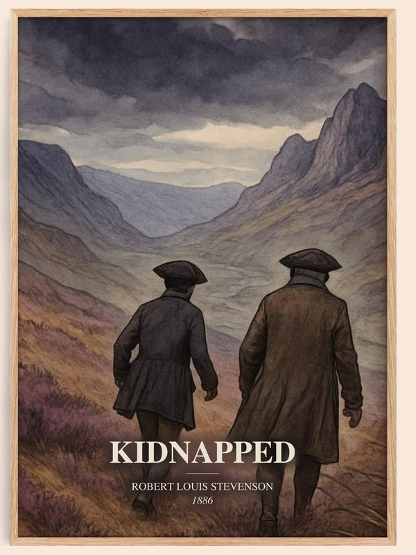Kidnapped watercolour book poster by Robert Louis Stevenson – framed literary art print