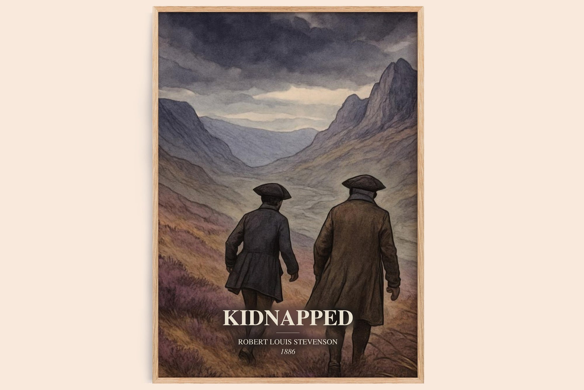 Kidnapped watercolour book poster by Robert Louis Stevenson – framed literary art print