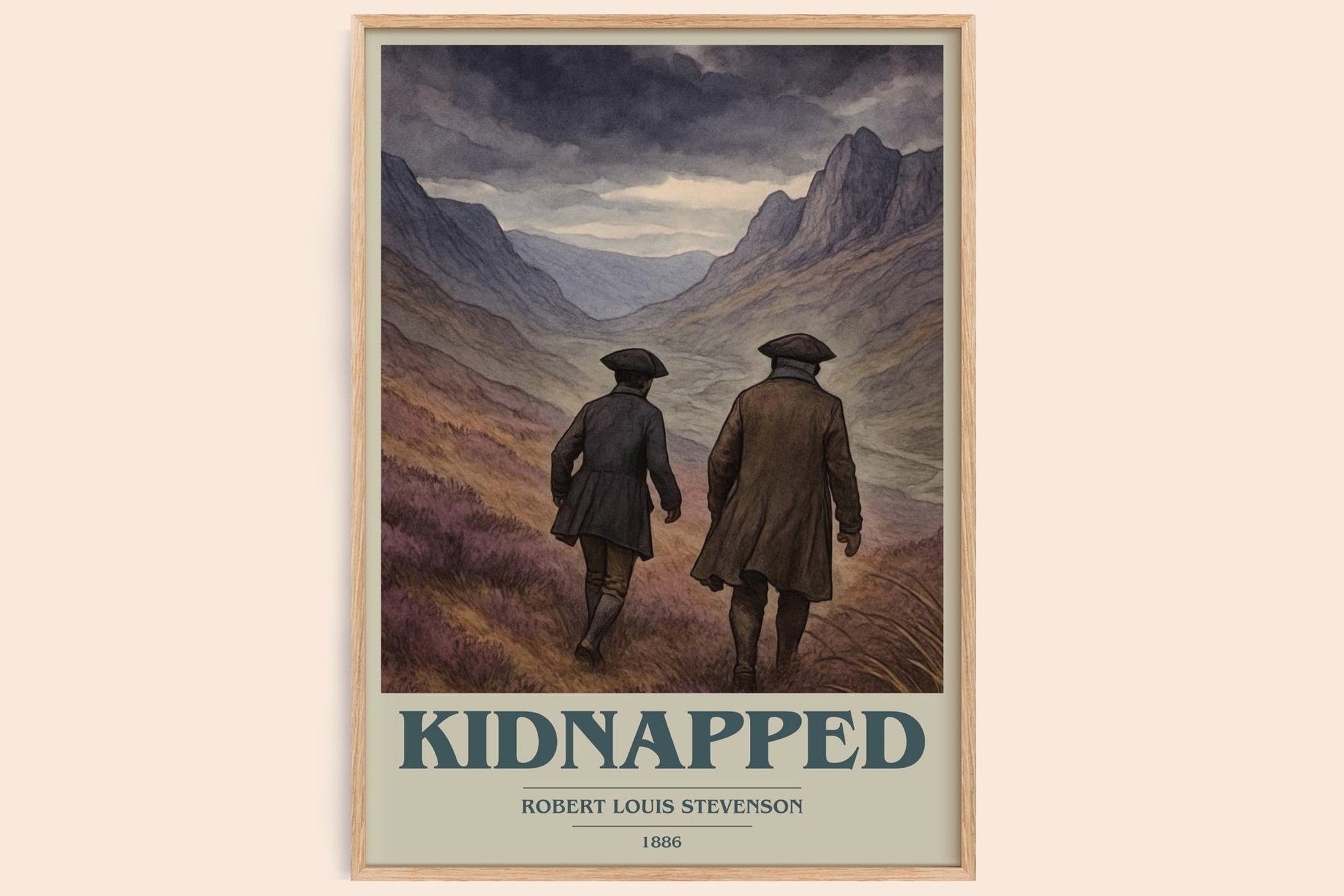Kidnapped book cover book poster by Robert Louis Stevenson – framed literary art print