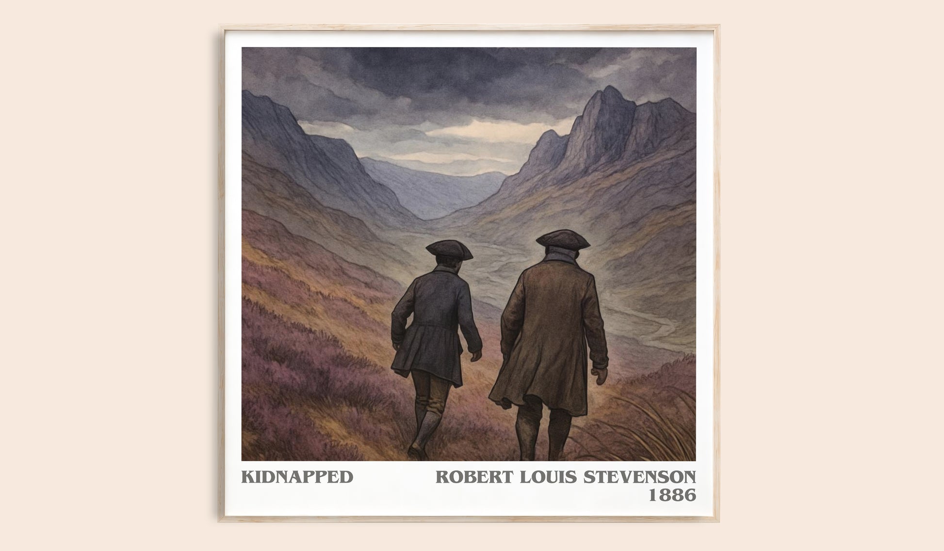 Kidnapped literary book poster by Robert Louis Stevenson – framed literary art print