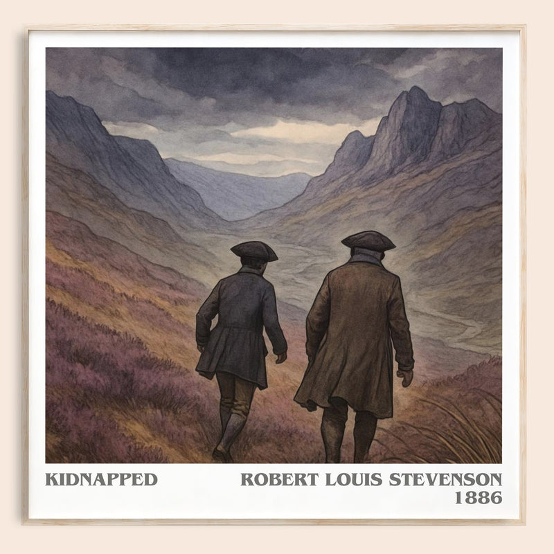 Kidnapped literary book poster by Robert Louis Stevenson – framed literary art print