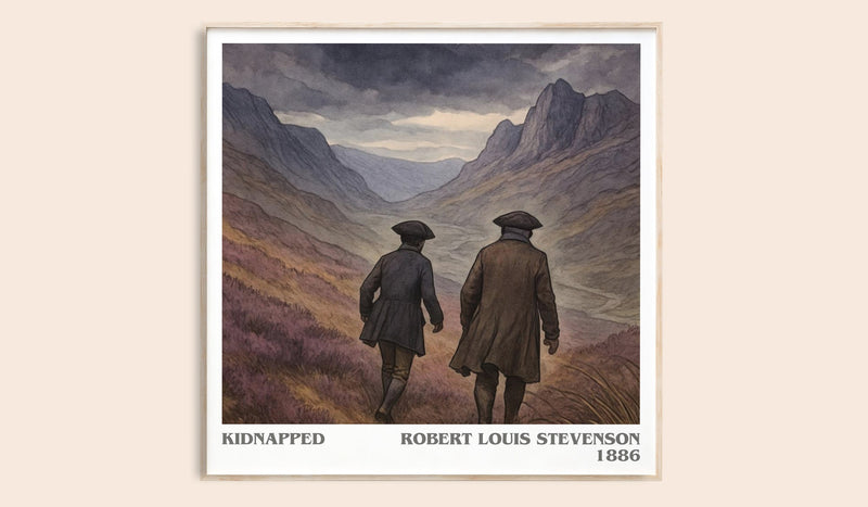 Kidnapped literary book poster by Robert Louis Stevenson – framed literary art print