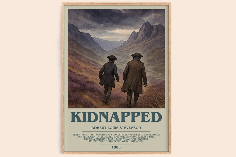 Kidnapped bookish book poster by Robert Louis Stevenson – framed literary art print