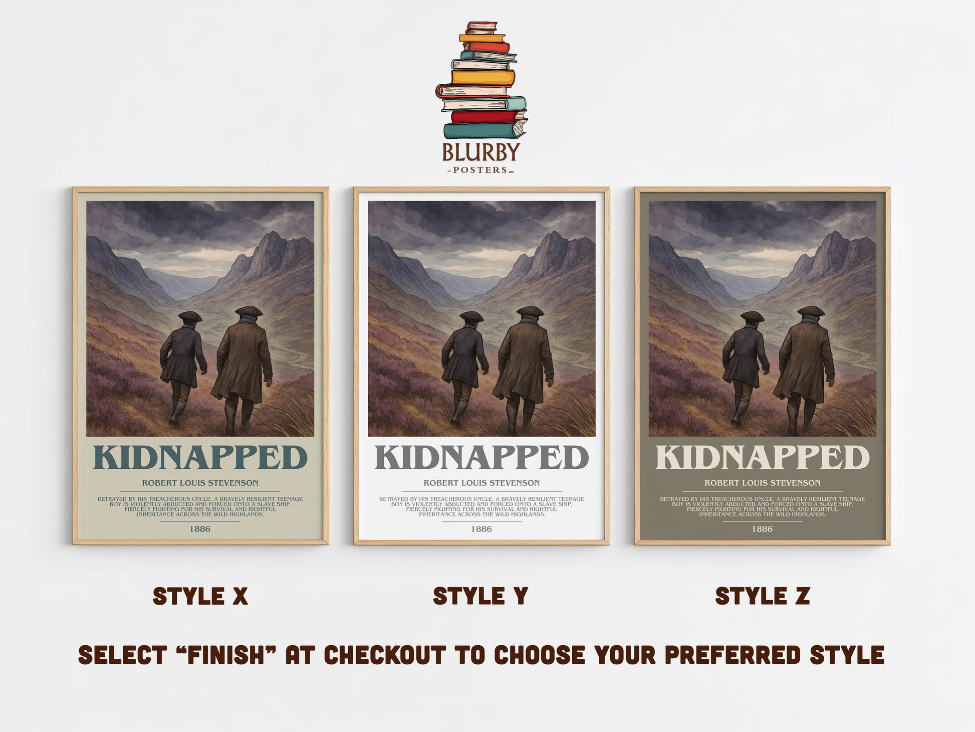 Kidnapped bookish print in frame leaning in hallway – adventure wall art
