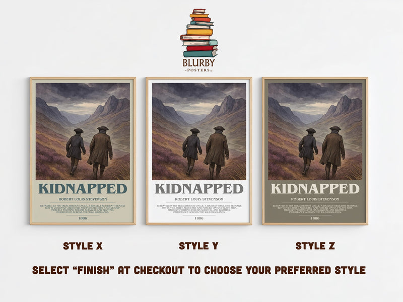 Kidnapped bookish print in frame leaning in hallway – adventure wall art
