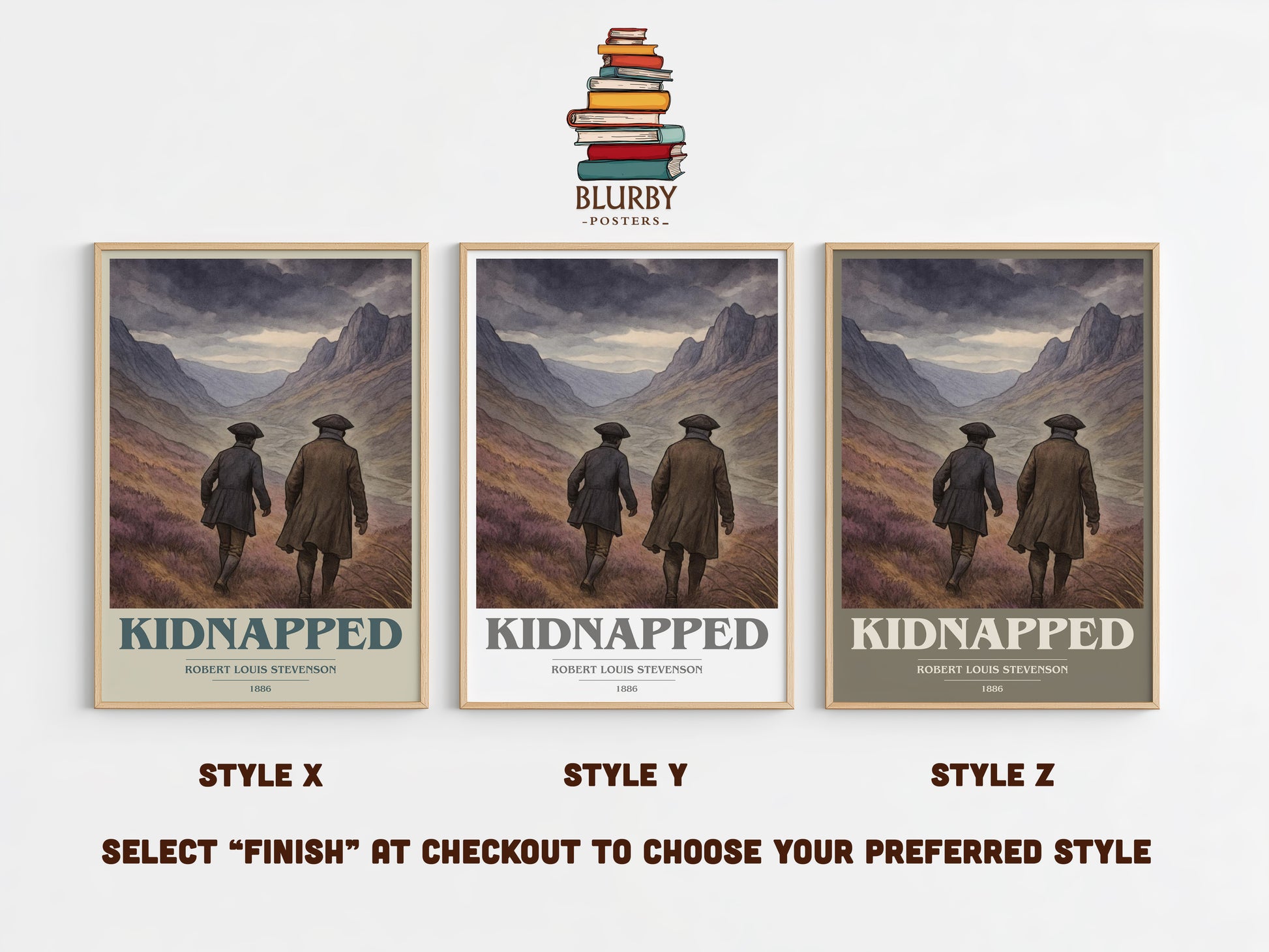 Kidnapped book cover print in frame leaning in hallway – adventure wall art