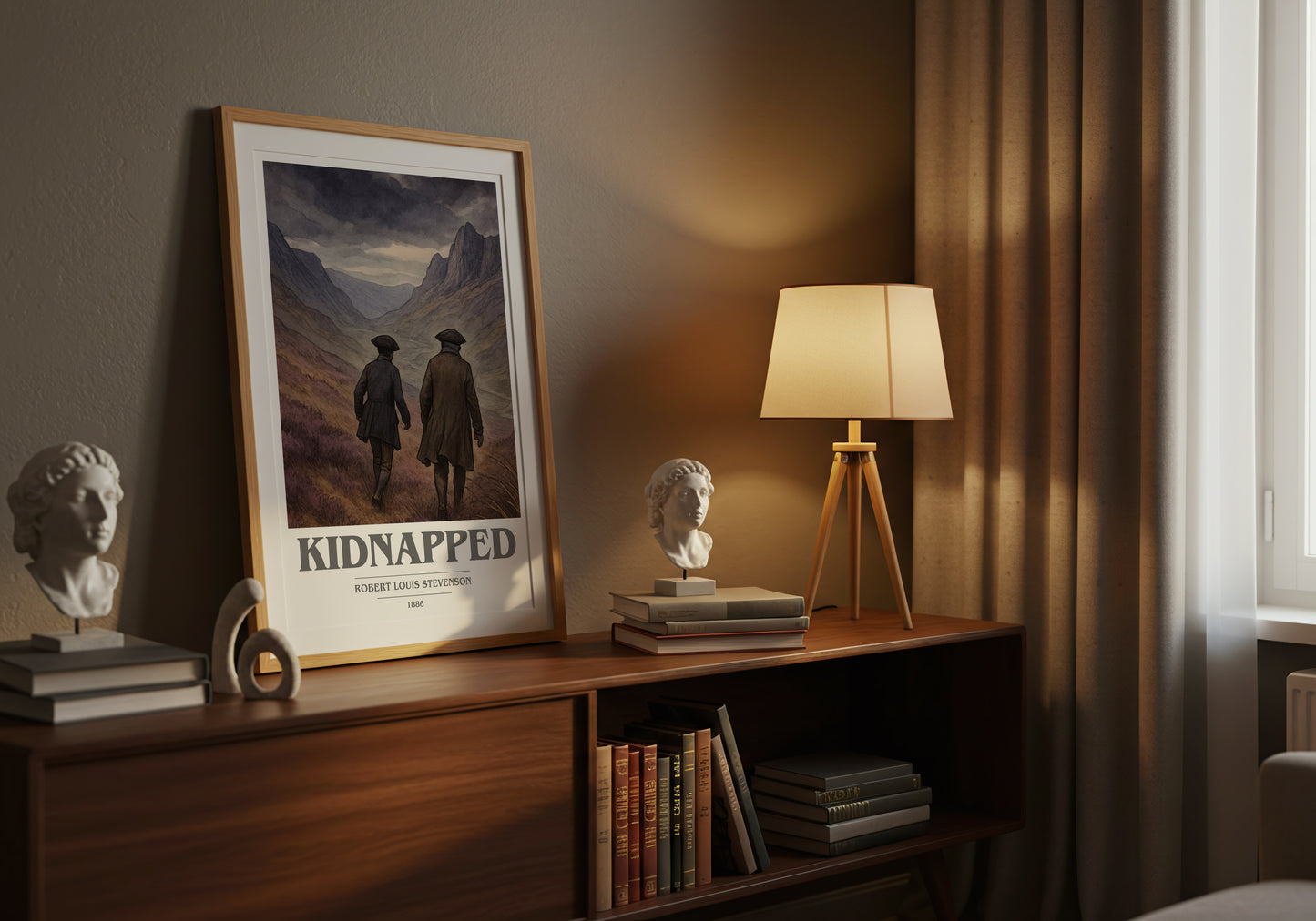 Kidnapped book cover book poster framed on wall – adventure wall art