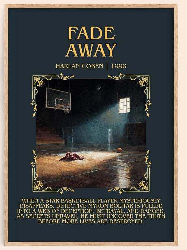 Fade Away minimalist book poster by Harlan Coben – framed literary art print