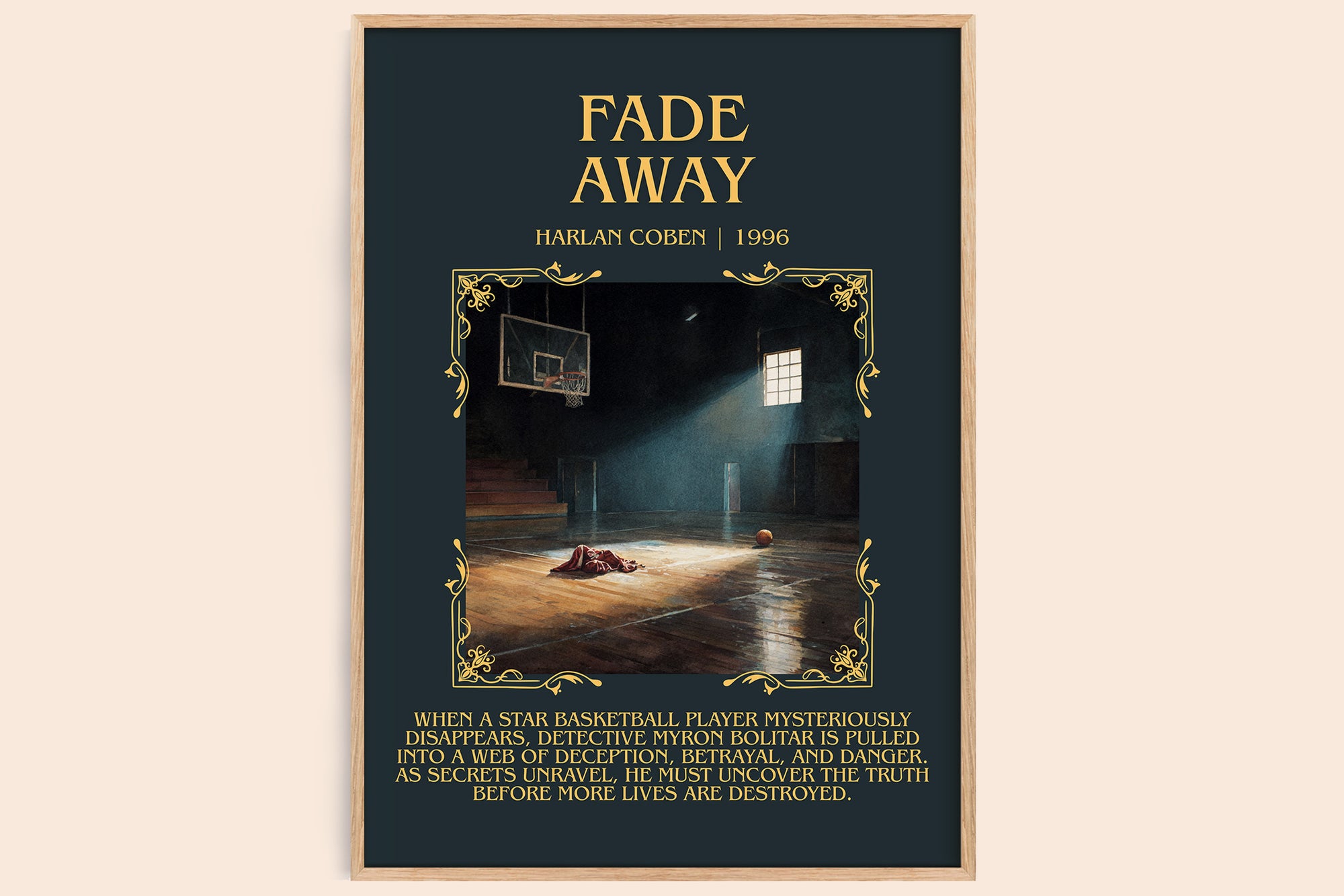 Fade Away minimalist book poster by Harlan Coben – framed literary art print