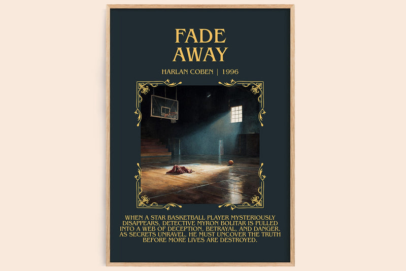 Fade Away minimalist book poster by Harlan Coben – framed literary art print