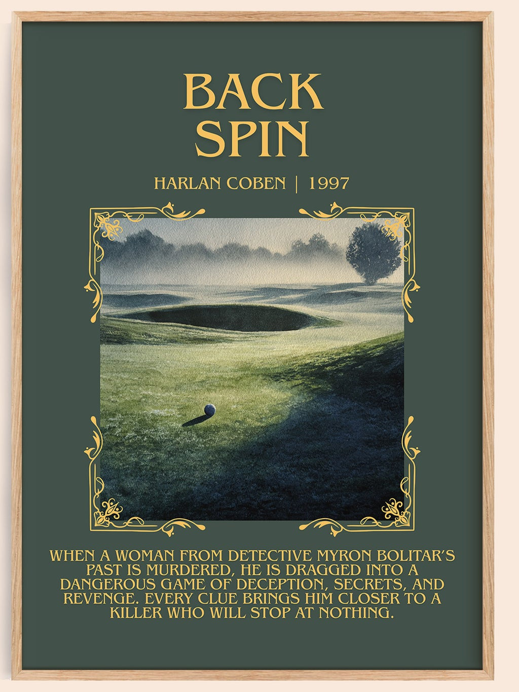 Back Spin minimalist book poster by Harlan Coben – framed literary art print