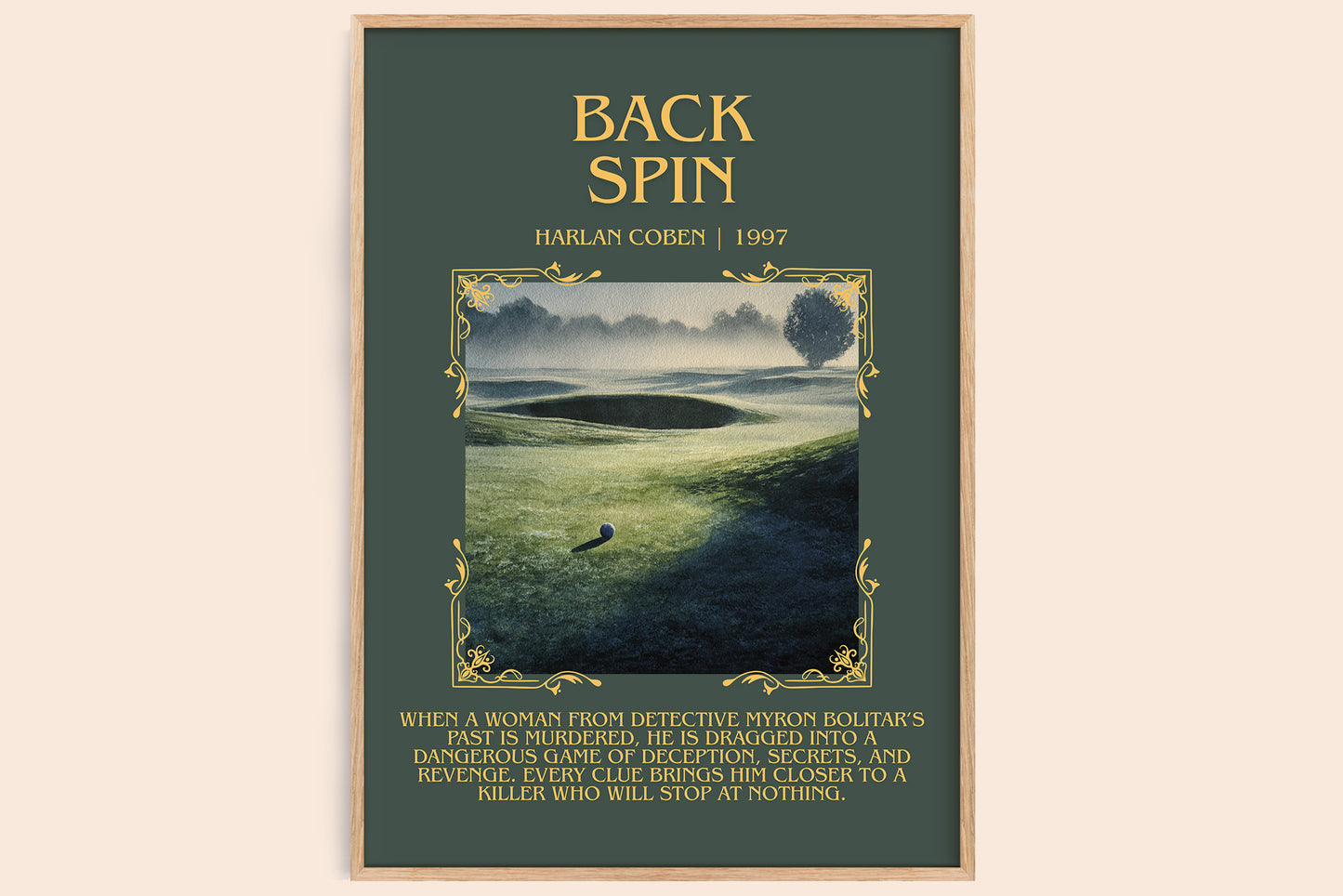Back Spin minimalist book poster by Harlan Coben – framed literary art print