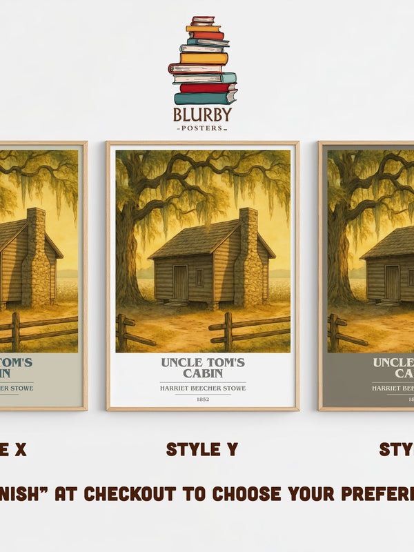 Uncle Tom's Cabin book cover print in frame leaning in hallway – historical fiction wall art