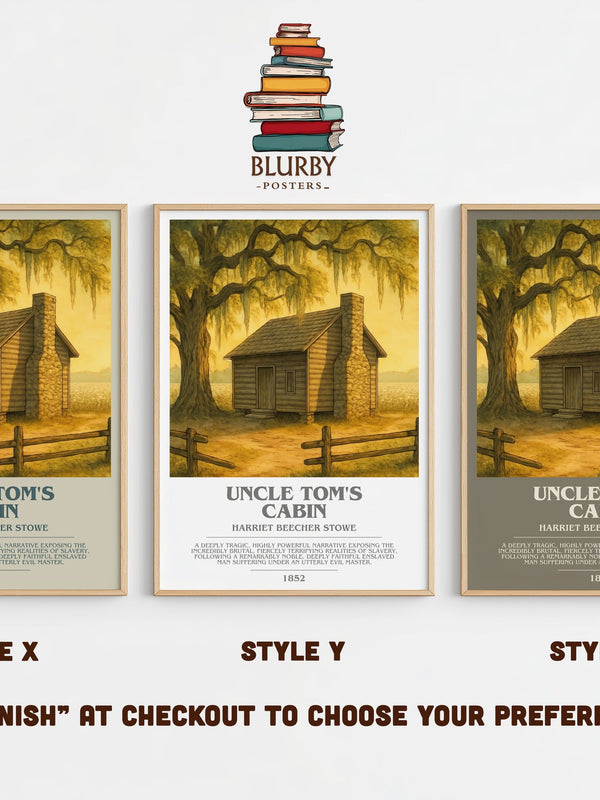 Uncle Tom's Cabin bookish print in frame leaning in hallway – historical fiction wall art