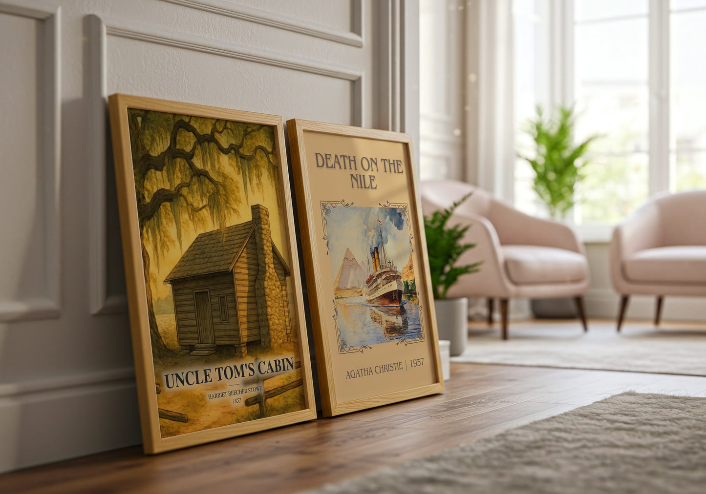 Uncle Tom'S Cabin watercolour print framed by window – literary home decor