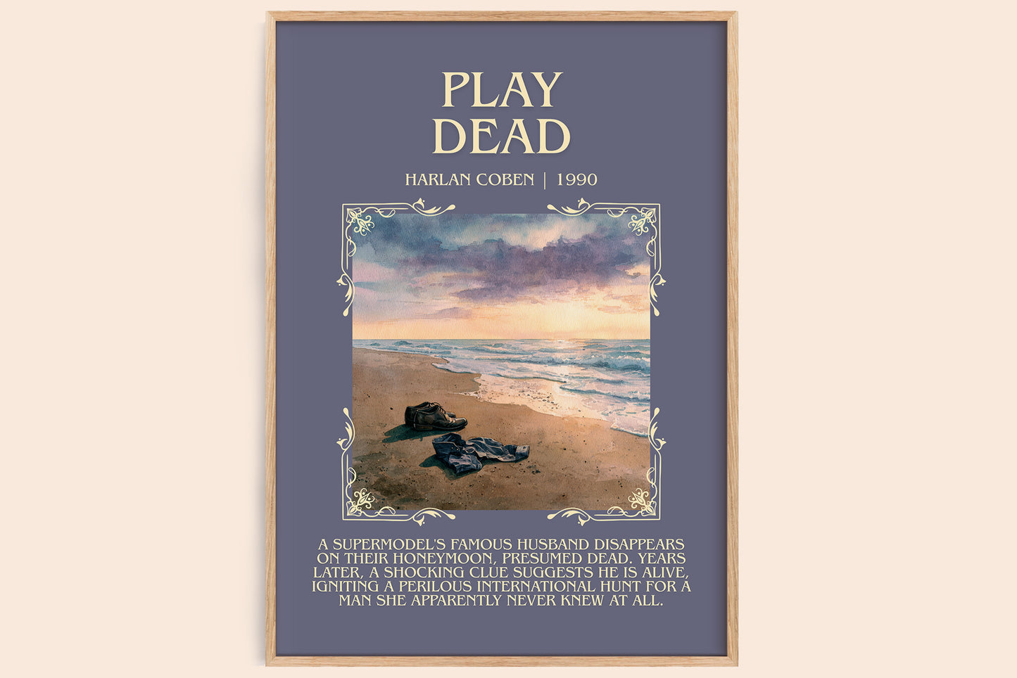 Play Dead minimalist book poster by Harlan Coben – framed literary art print