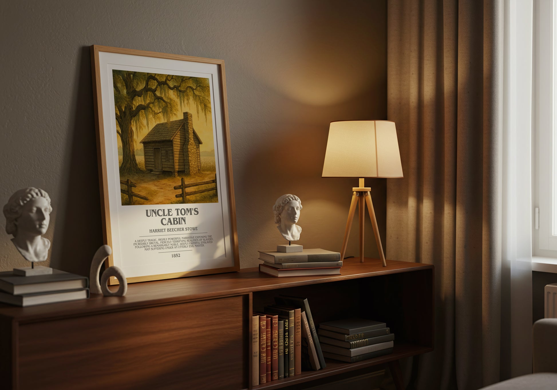 Uncle Tom's Cabin bookish book poster framed on wall – historical fiction wall art