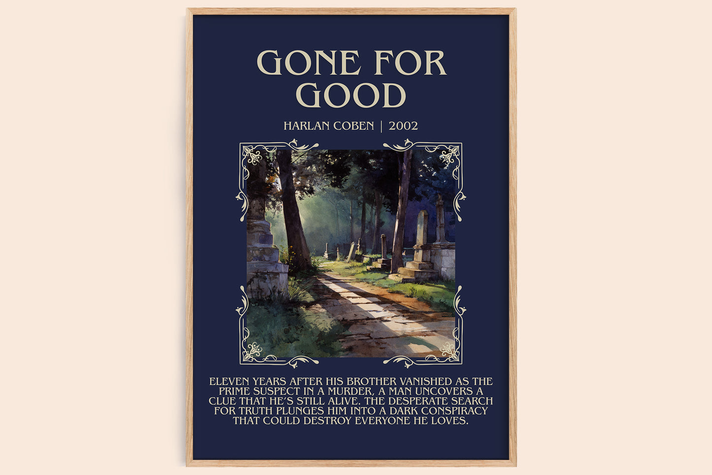 Gone for Good minimalist book poster by Harlan Coben – framed literary art print