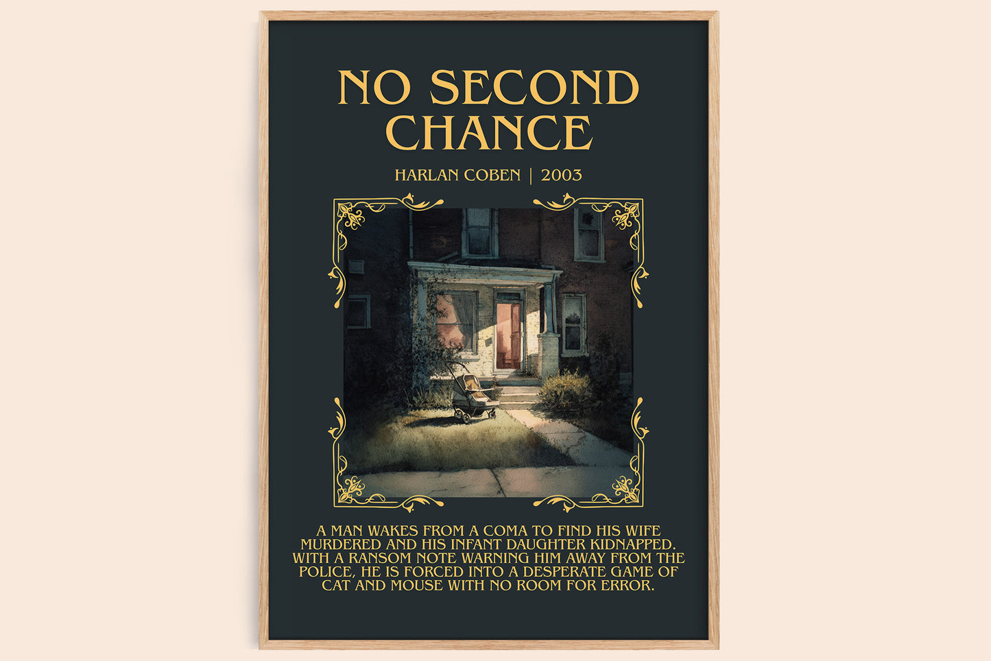 No Second Chance minimalist book poster by Harlan Coben – framed literary art print