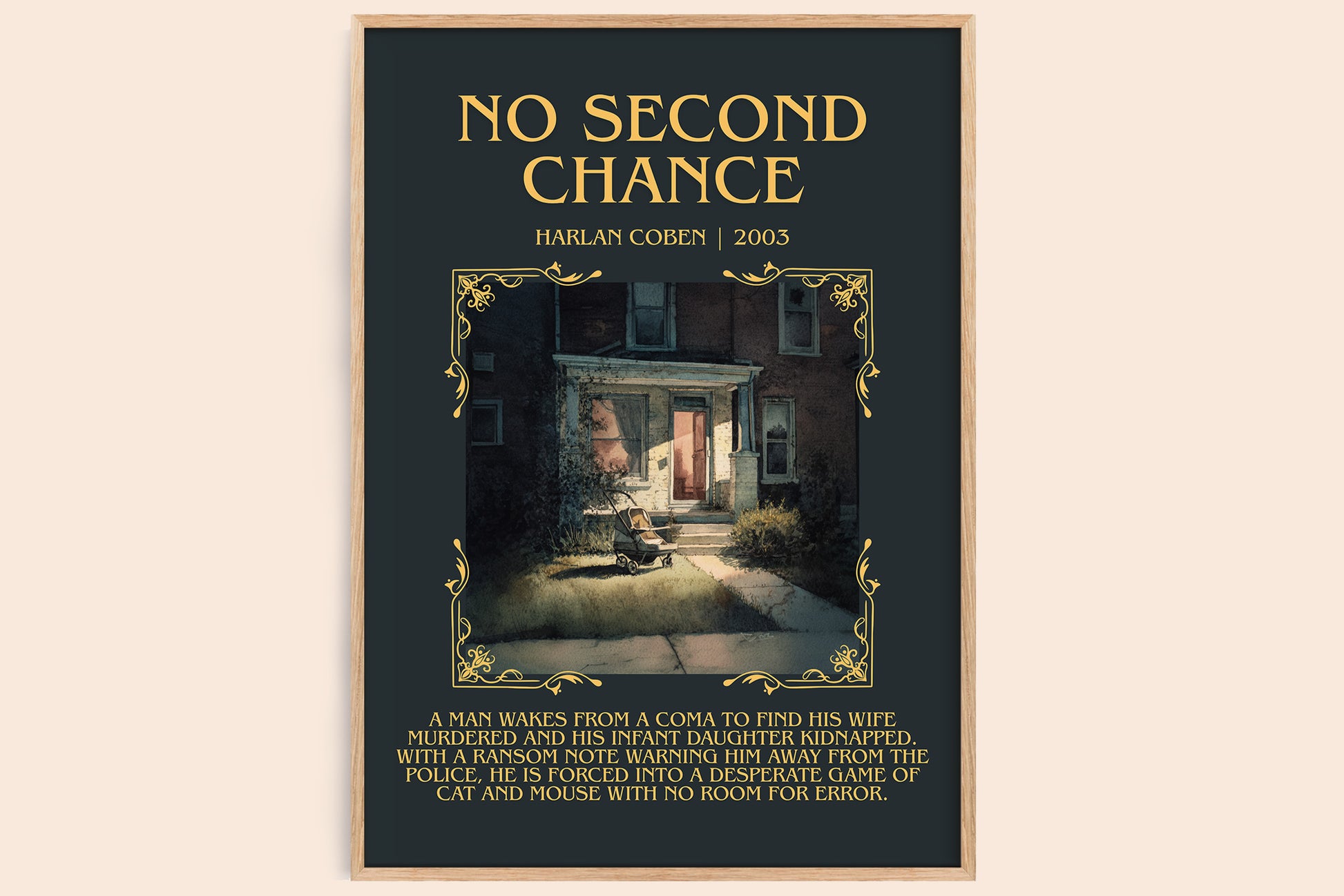 No Second Chance minimalist book poster by Harlan Coben – framed literary art print