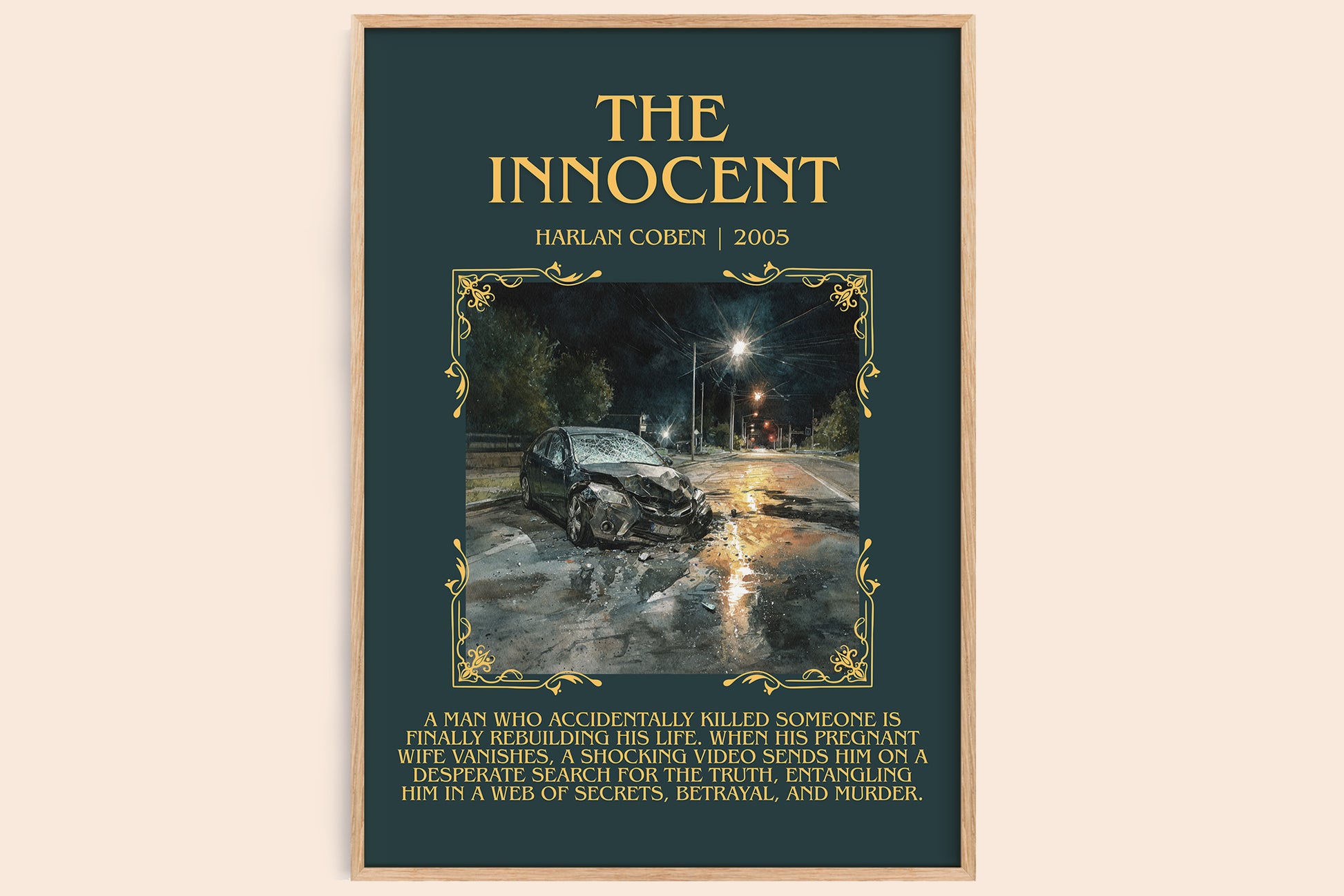 The Innocent minimalist book poster by Harlan Coben – framed literary art print