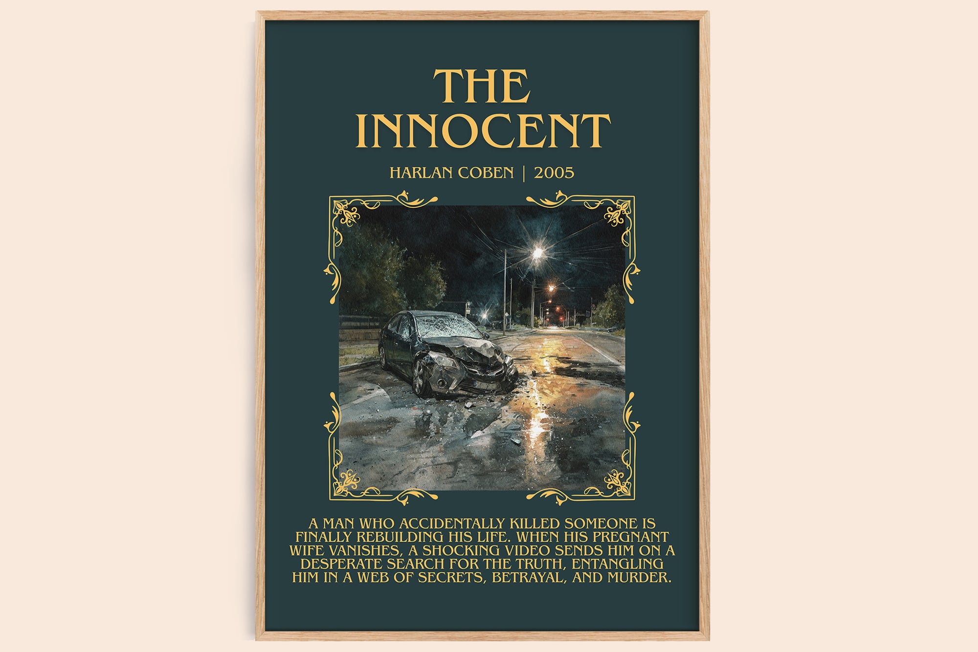 The Innocent minimalist book poster by Harlan Coben – framed literary art print