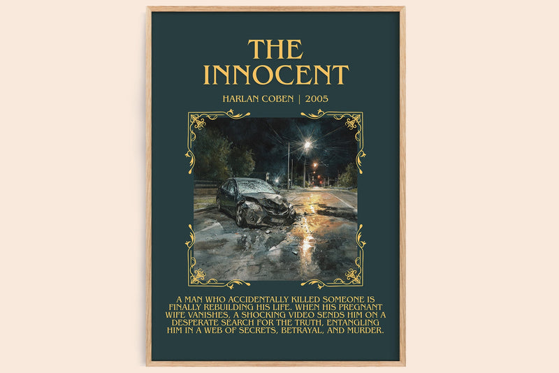 The Innocent minimalist book poster by Harlan Coben – framed literary art print
