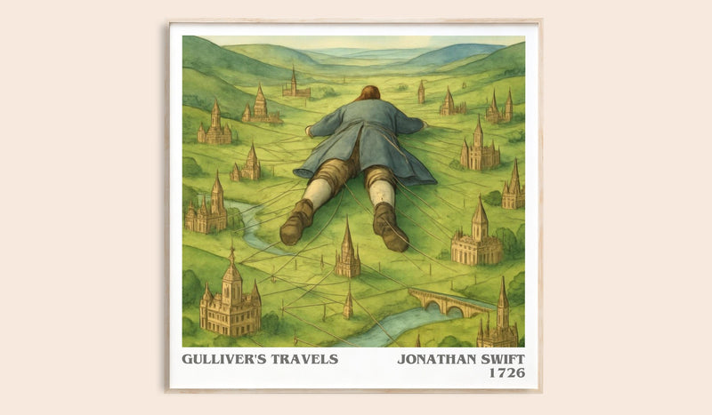 Gulliver's Travels literary book poster by Jonathan Swift – framed literary art print