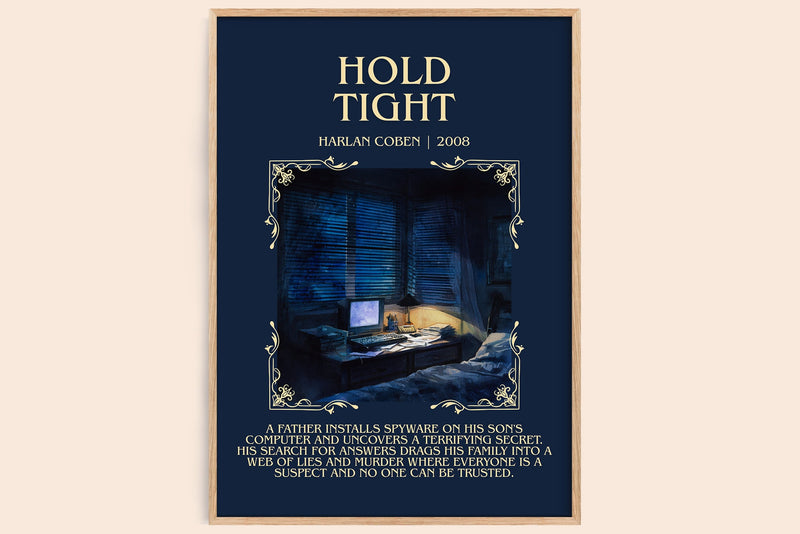Hold Tight minimalist book poster by Harlan Coben – framed literary art print