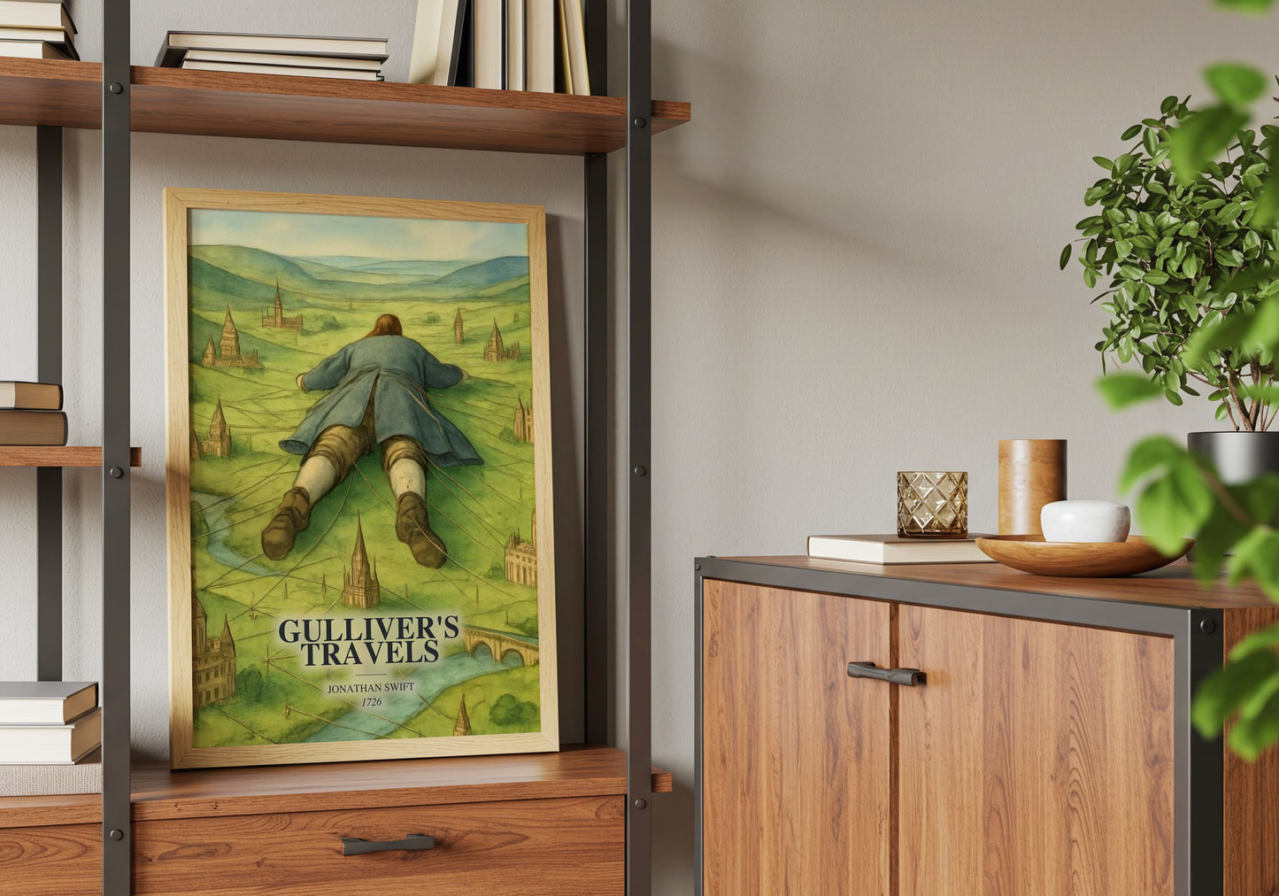 Gulliver'S Travels book watercolour illustration paper finish options – matte satin gloss