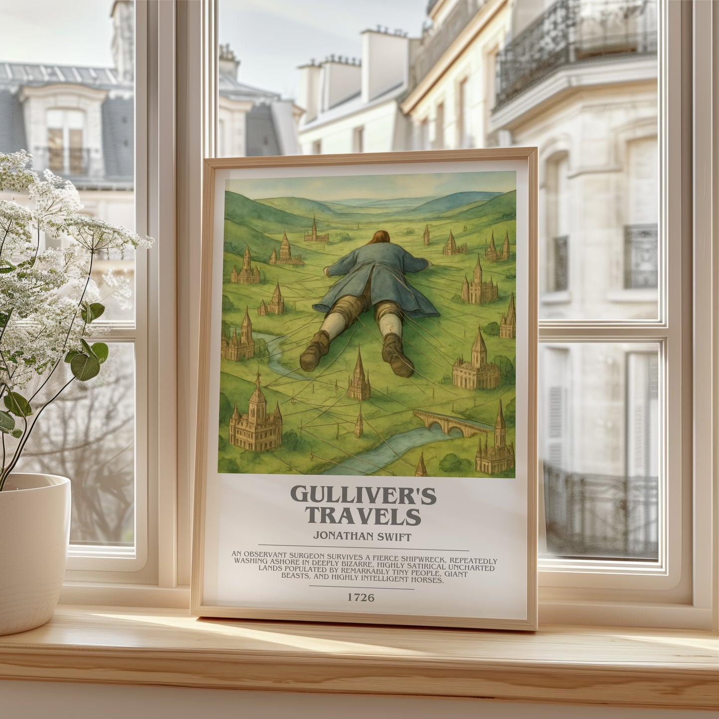 Gulliver's Travels bookish poster colour and style options – Jonathan Swift book art