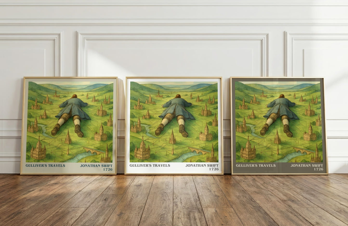 Gulliver's Travels literary art print colour and style options – Jonathan Swift book art