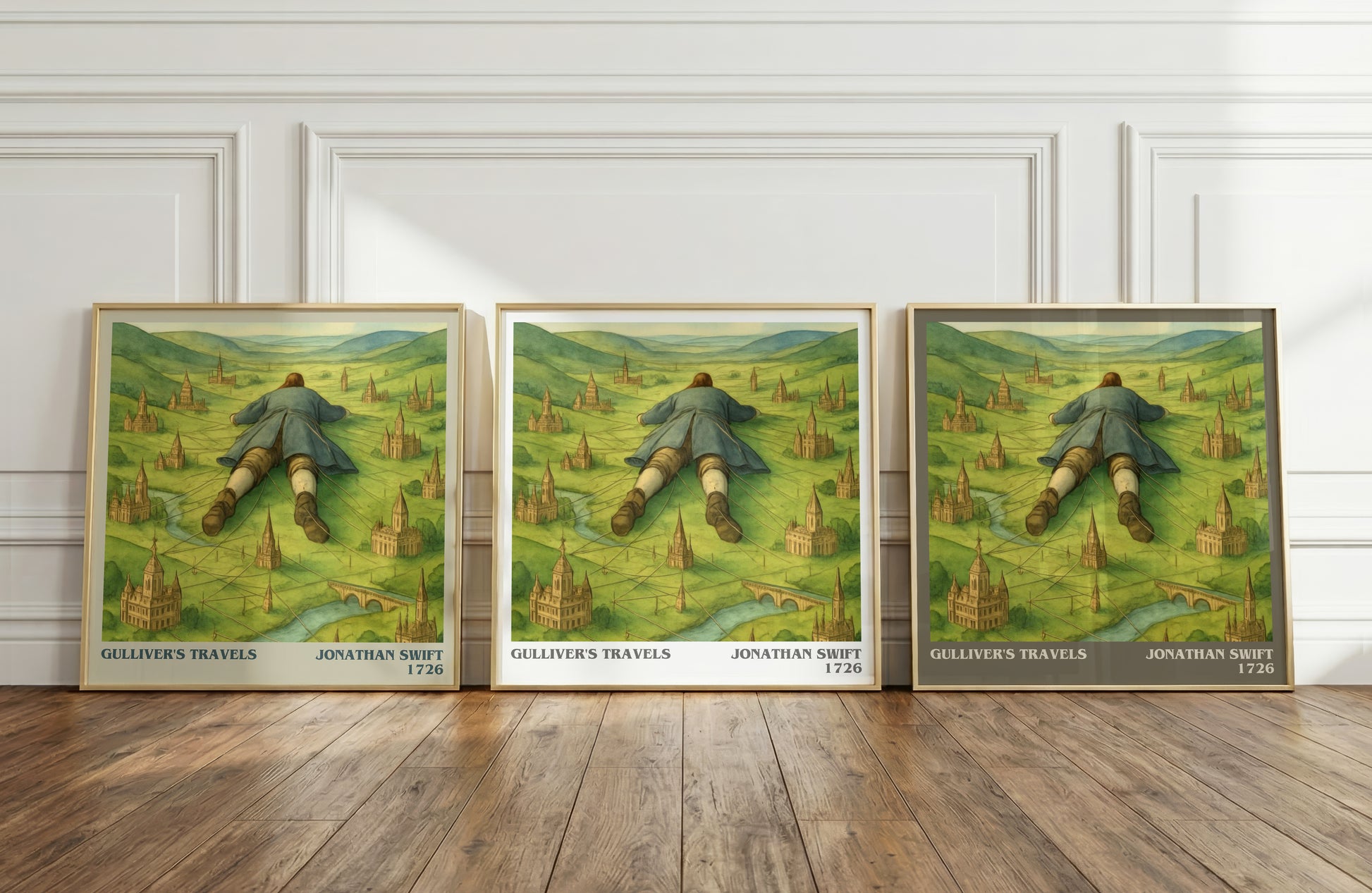 Gulliver's Travels literary art print colour and style options – Jonathan Swift book art