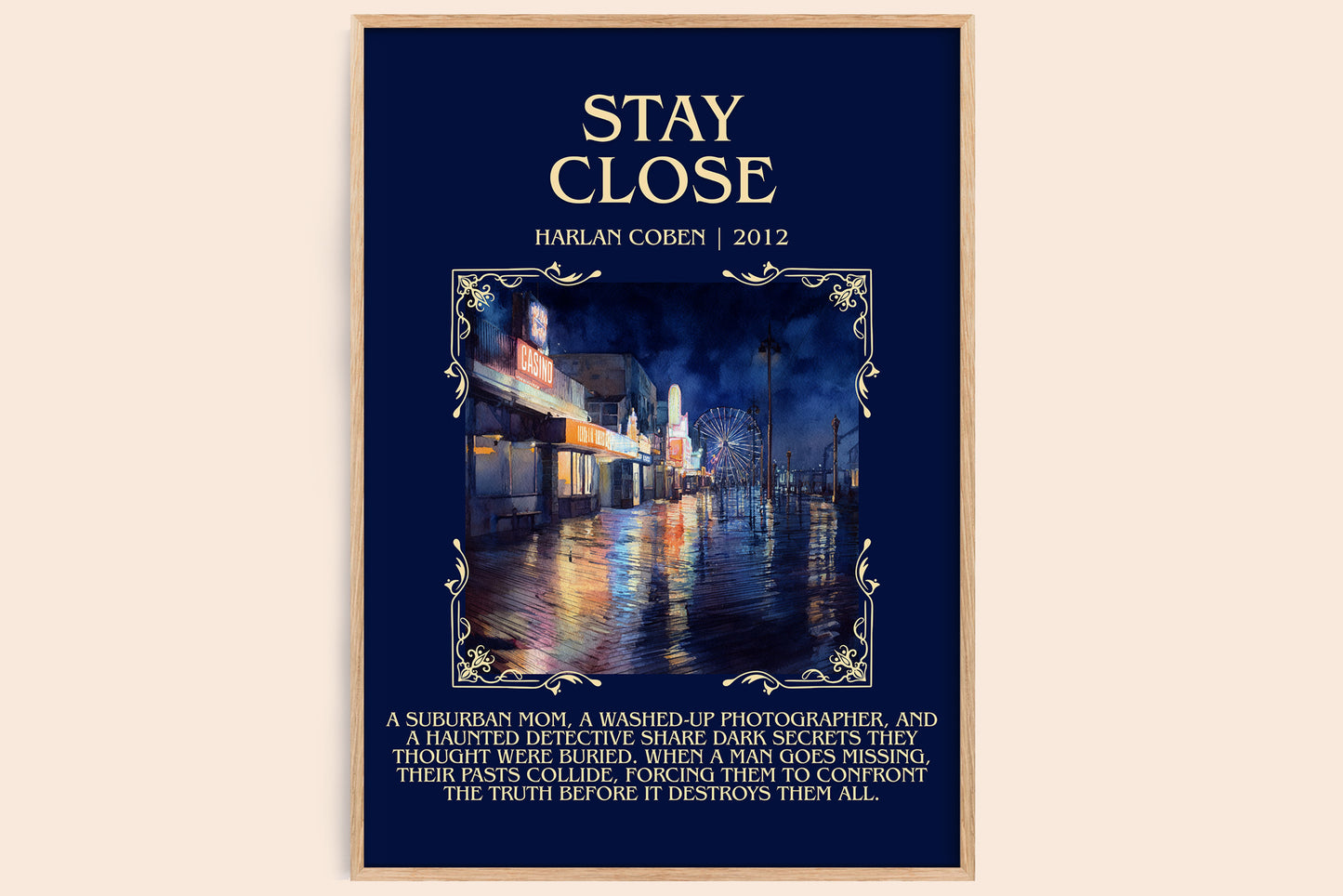 Stay Close minimalist book poster by Harlan Coben – framed literary art print