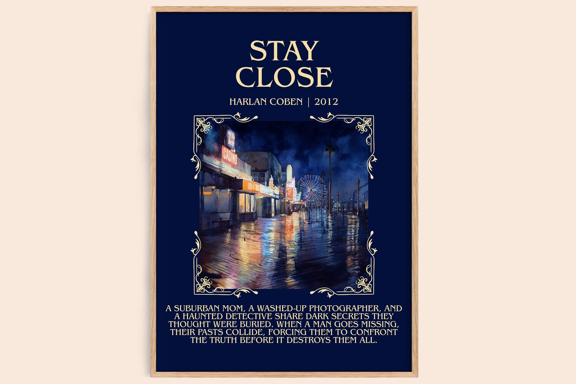 Stay Close minimalist book poster by Harlan Coben – framed literary art print