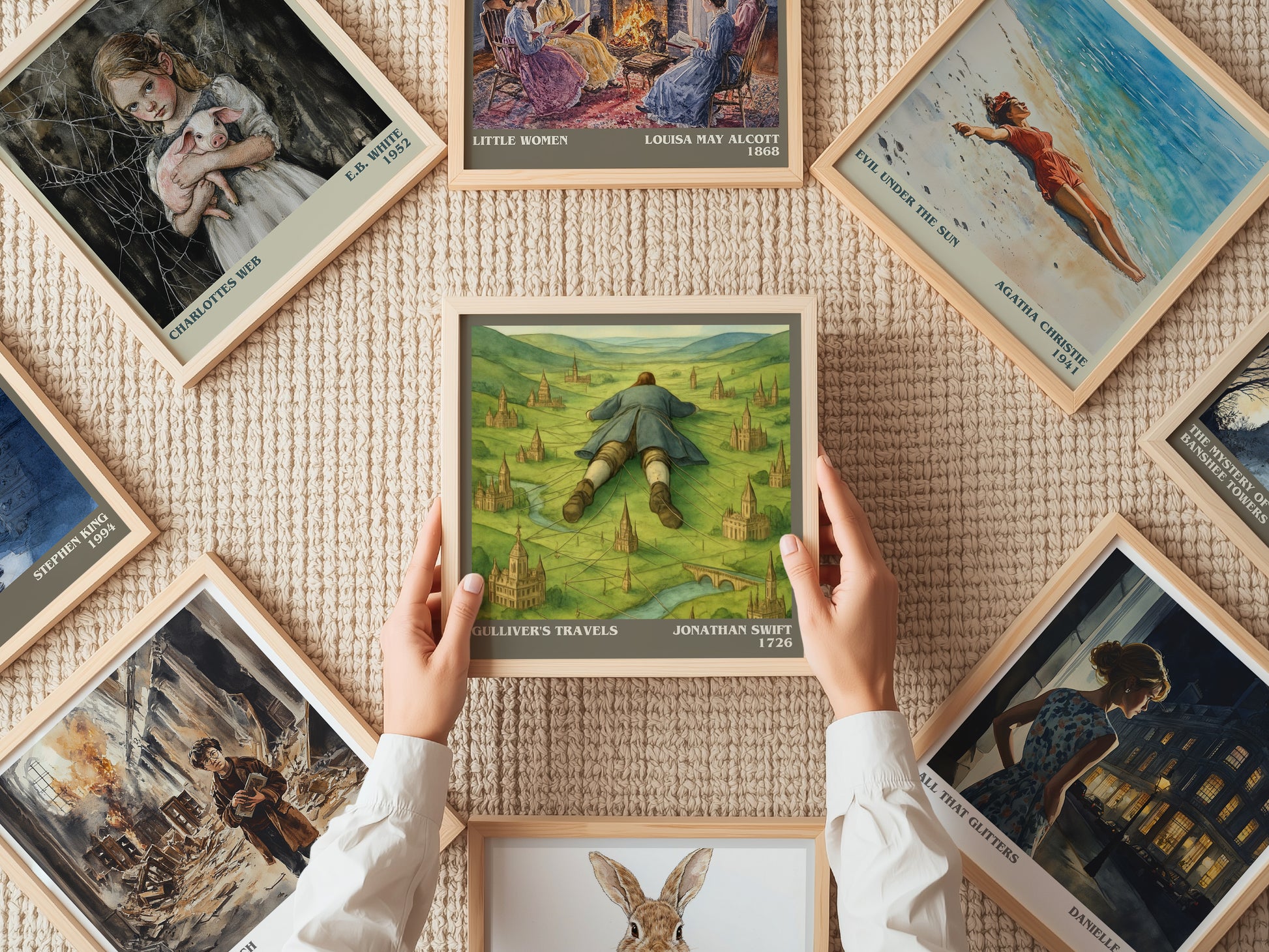 Gulliver's Travels literary book poster framed on wall – classic literature wall art