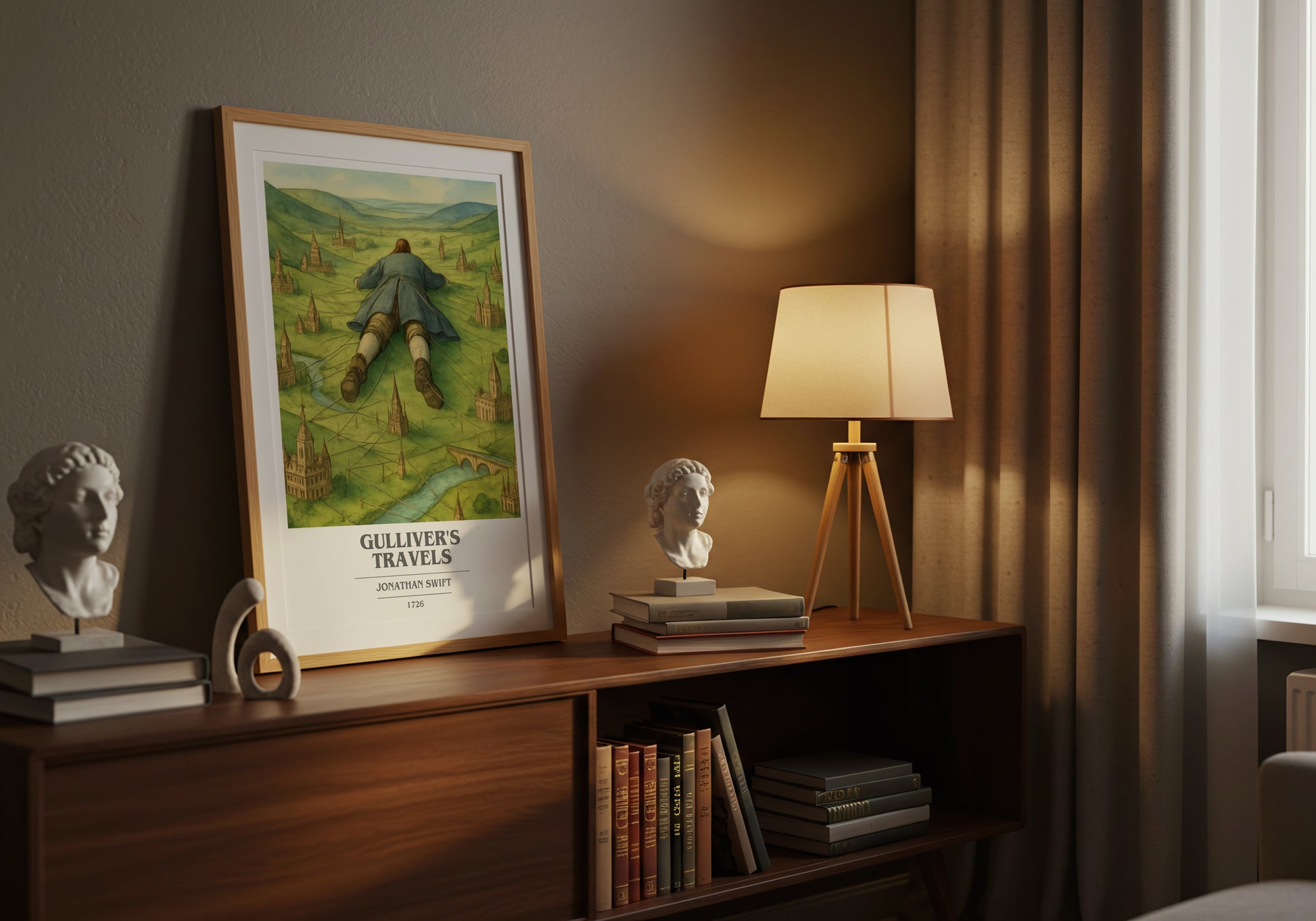 Gulliver's Travels book cover book poster framed on wall – classic literature wall art