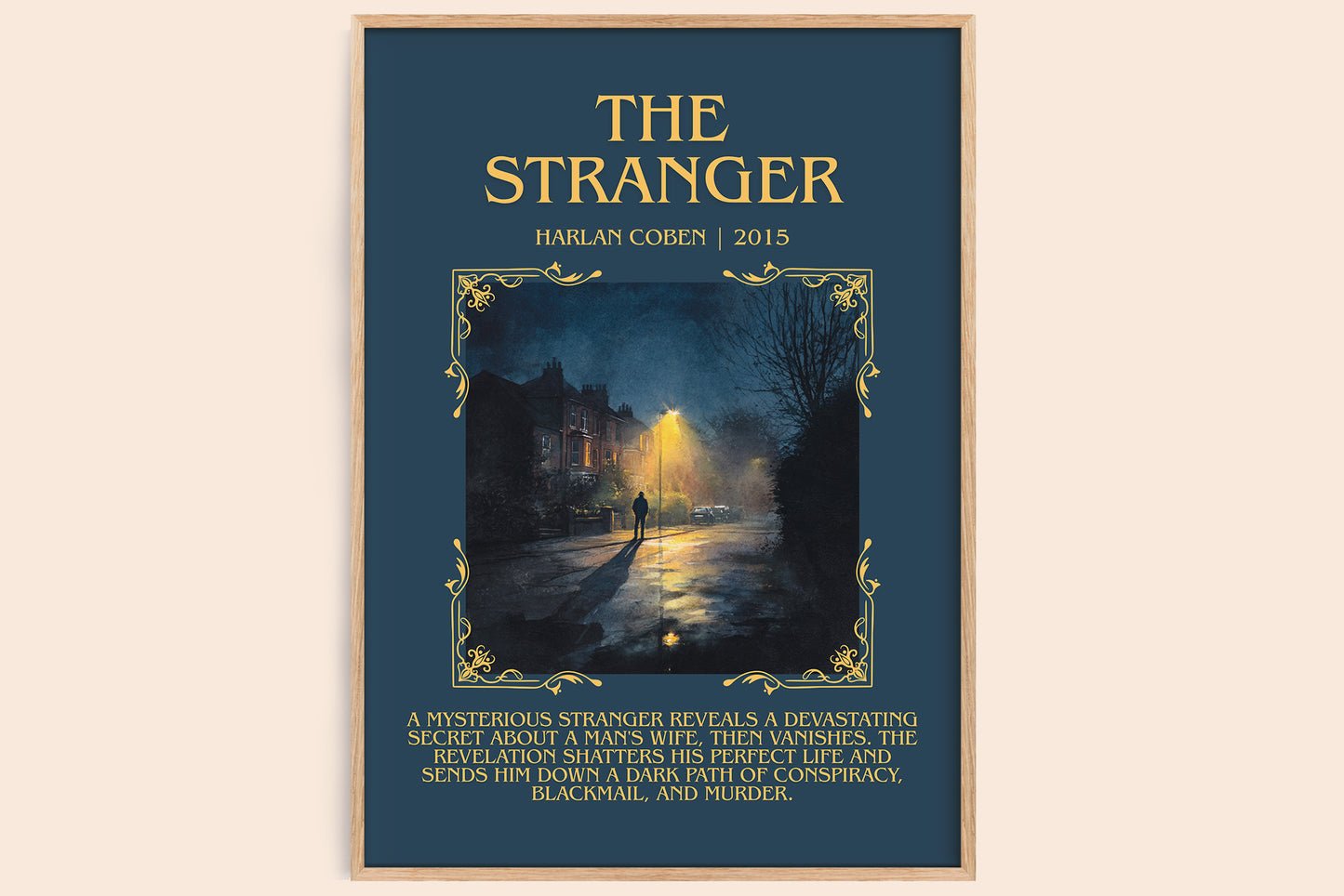 The Stranger minimalist book poster by Harlan Coben – framed literary art print